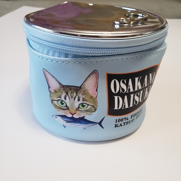 1PC Large-capacity Storage Bag Cat Eating Fish Pattern Canned Type Cosmetic Bag - Picture 2 of 7